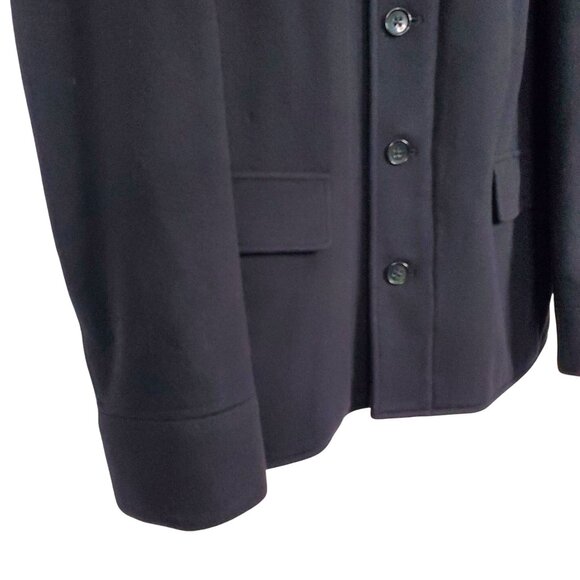 Banana Republic Mens Sz L Coat Wool Cashmere Blend Double Pocket Military Black - Picture 5 of 10